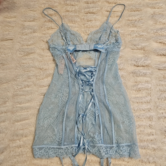 Victoria's Secret Blue Lace Garter Slip XS - Picture 6 of 7